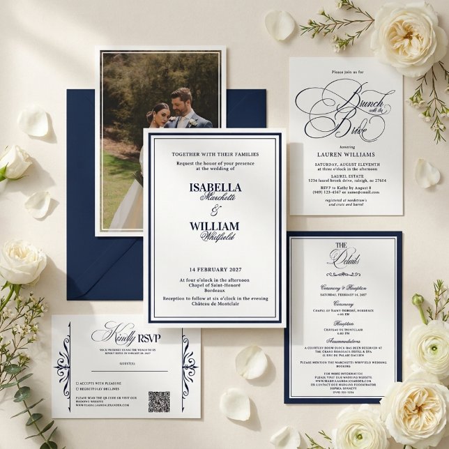 Ensemble de faire-part de mariage Navy Luxe (Créateur téléchargé)