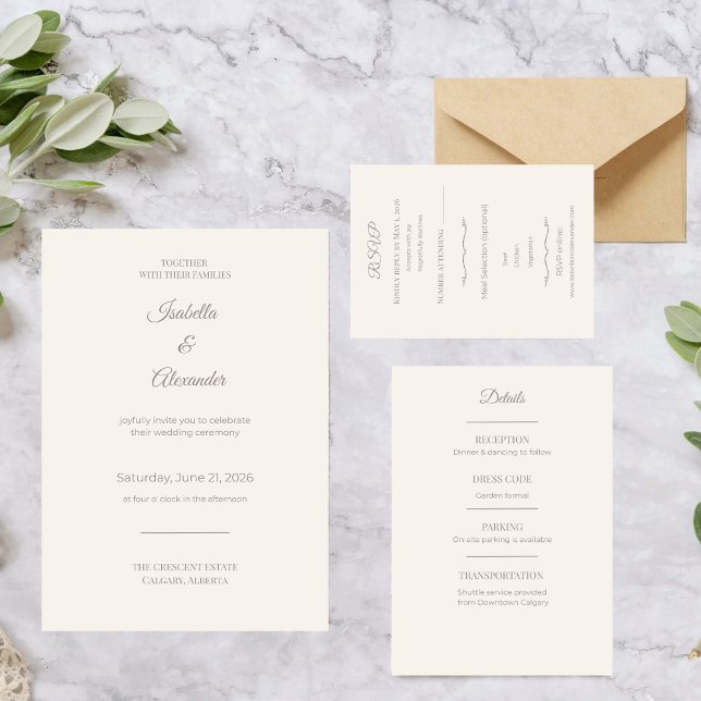 Ensemble de faire-part de mariage tout-en-un (All-in-One Wedding Invitation)
