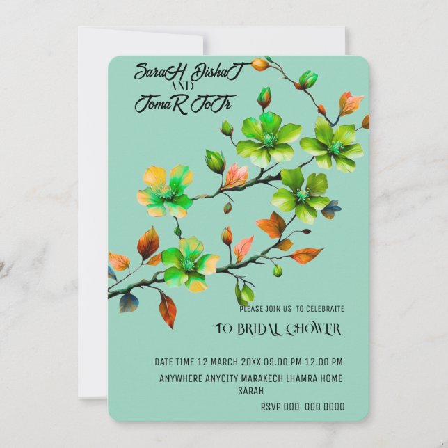 Ensemble de Faire-part de mariage Vertes Sage, Mar (Devant)
