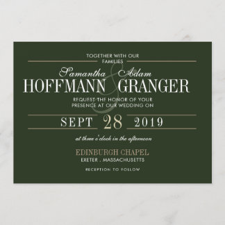 Ensemble de Faire-part de mariage verts traditionn