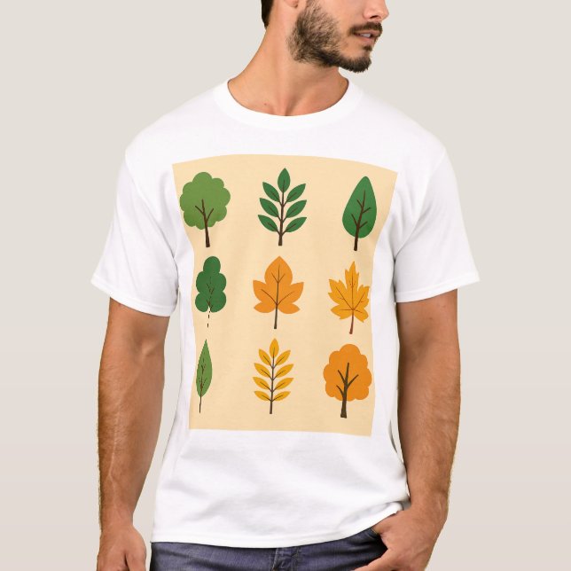 Ensemble de feuilles d'arbre d'automne - T-shirt V (Devant)
