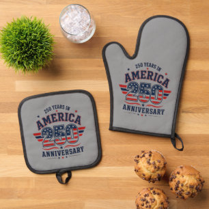Ensemble De Gant De Cuisine Et De Manique 250e anniversaire des États-Unis 