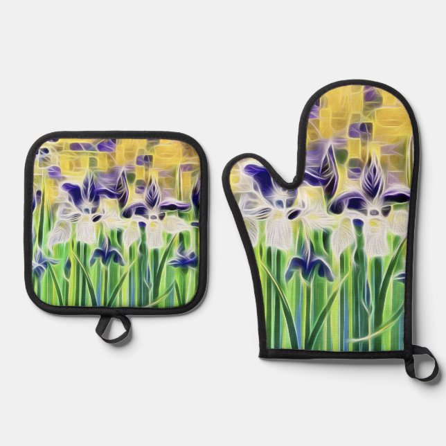 Ensemble De Gant De Cuisine Et De Manique Abstract Iris Pot Holder Set (Recto)
