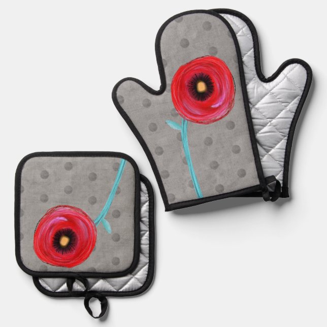 Ensemble De Gant De Cuisine Et De Manique Accessoires de cuisine designer exclusif 2024 (Recto/Verso)