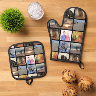 Ensemble De Gant De Cuisine Et De Manique Ajouter Votre Collage Photo Personnalisé Imprimer 