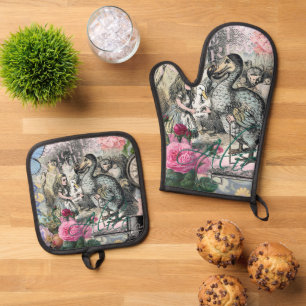 Ensemble De Gant De Cuisine Et De Manique Alice Classique Merveilles Dodo Art Tenniel