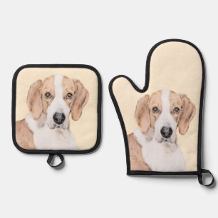 Ensemble De Gant De Cuisine Et De Manique American Foxhound Red Walker mignonne Peinture Chi