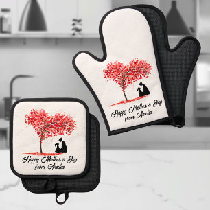 Ensemble De Gant De Cuisine Et De Manique Amour personnalisé entre mère et fille