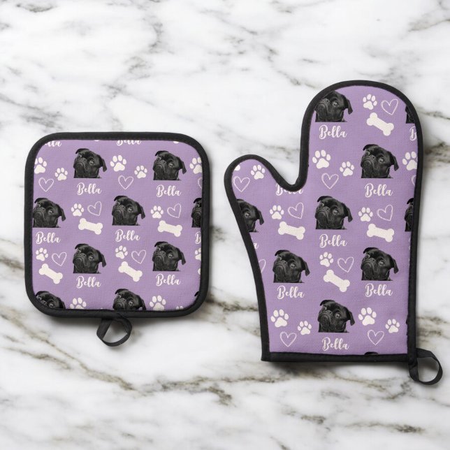 Ensemble De Gant De Cuisine Et De Manique Amoureux des chiens photo pour animal de compagnie (Créateur téléchargé)