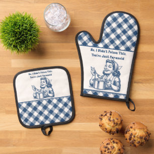 Ensemble De Gant De Cuisine Et De Manique Amusant four Mitt et Pot Holder Set Retro Plaid