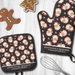 Ensemble De Gant De Cuisine Et De Manique Aquarelle vintage Père Noël Black Christmas Custom<br><div class="desc">Célébrez la saison des Fêtes avec ce charmant ensemble de gant et de porte-pot au four avec un motif Père Noël vintage aquarelle sur un arrière - plan noir festif. Parfait pour ajouter une touche nostalgique à votre cuisine, cet ensemble est à la fois décoratif et pratique. Customisez-le avec votre...</div>