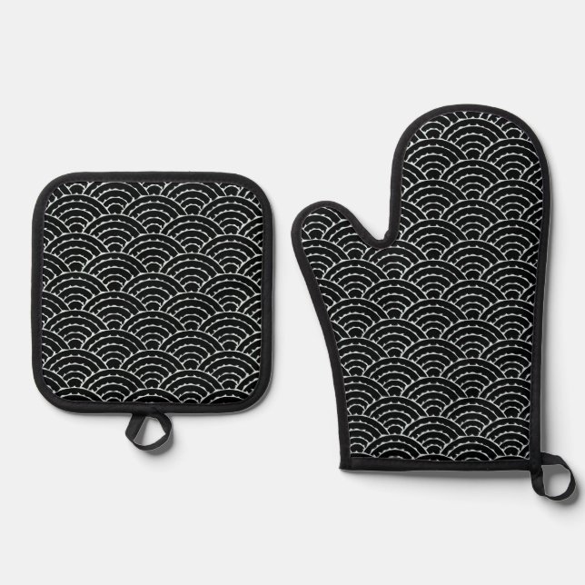Ensemble De Gant De Cuisine Et De Manique Arches sombres (Recto)