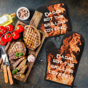 Ensemble De Gant De Cuisine Et De Manique Armure BBQ pour papa résistant à la flamme