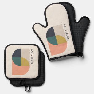 Ensemble De Gant De Cuisine Et De Manique Art Abstrait moderne élégant minimaliste géométriq