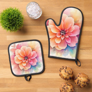 Ensemble De Gant De Cuisine Et De Manique Art floral dévoilé