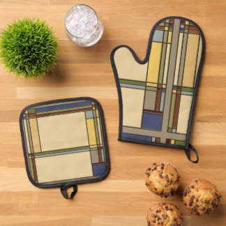 Ensemble De Gant De Cuisine Et De Manique Arts & Artisanat Bungalow Design en Automne