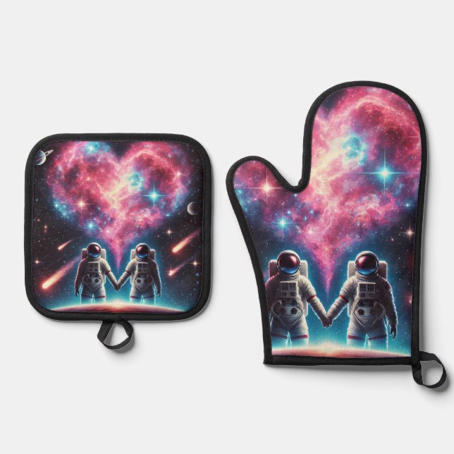Ensemble De Gant De Cuisine Et De Manique Astronaut Galaxy Four Mitt Set (Recto)