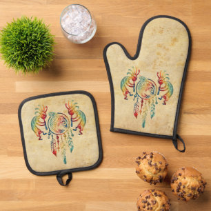 Ensemble De Gant De Cuisine Et De Manique Attrape-rêves Baleine Kokopelli Amérindien 1