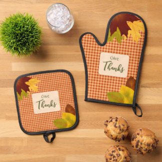 Ensemble De Gant De Cuisine Et De Manique Automne En vichy Thanksgiving