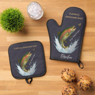 Ensemble De Gant De Cuisine Et De Manique Awesome Papa Fly Pêcher les noms des enfants
