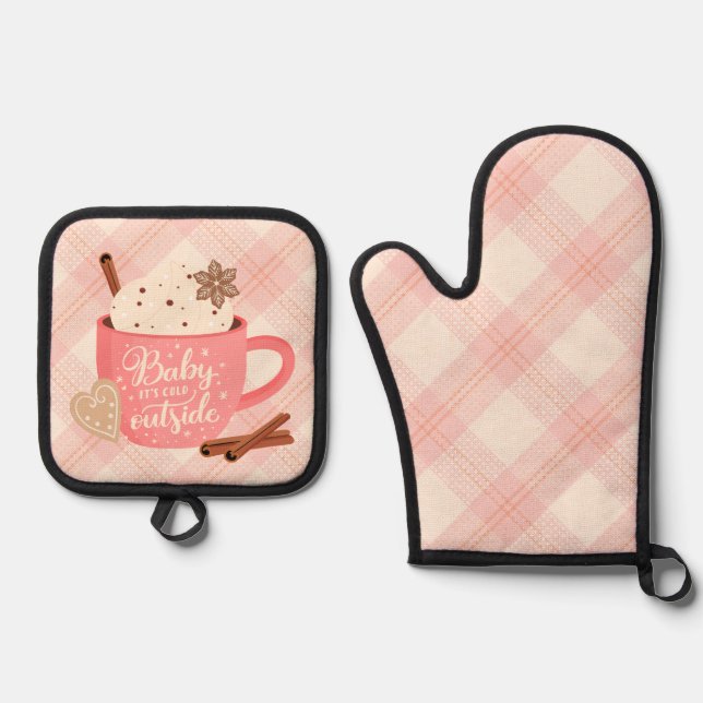 Ensemble De Gant De Cuisine Et De Manique Baby it's Cold Outside Oven Mitt and Pot Holder (Recto)