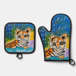 Ensemble De Gant De Cuisine Et De Manique Baby Tiger "Art by Kids"