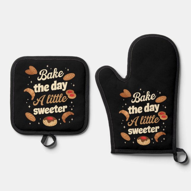 Ensemble De Gant De Cuisine Et De Manique Bake the day a little sweeter (Recto)