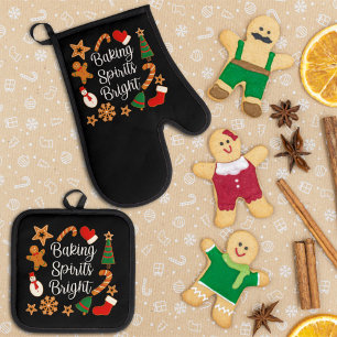 Ensemble De Gant De Cuisine Et De Manique Baking Spirits Bright Biscuit de Noël au Gingembre
