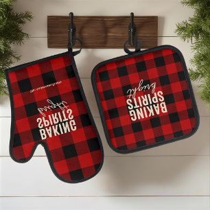 Ensemble De Gant De Cuisine Et De Manique Baking Spirits Bright Buffalo à carreaux