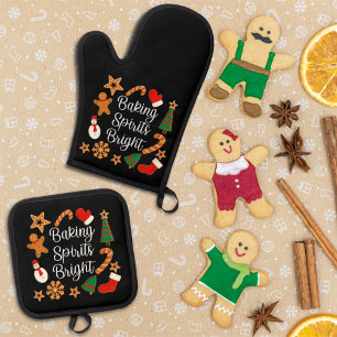 Ensemble De Gant De Cuisine Et De Manique Baking Spirits Bright Gingerbread Noël Cookie
