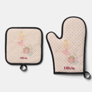Ensemble De Gant De Cuisine Et De Manique ballerine rose cinglé mignonne