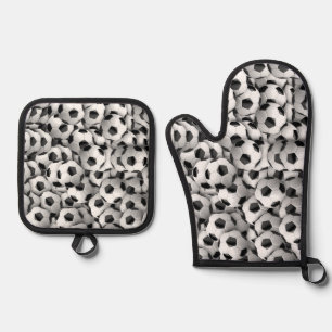 Ensemble De Gant De Cuisine Et De Manique Ballons de soccer Conception Four Mitt et Pot Hold