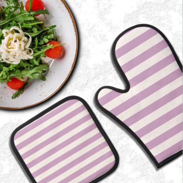 Ensemble De Gant De Cuisine Et De Manique Bande pourpre (Créateur téléchargé)