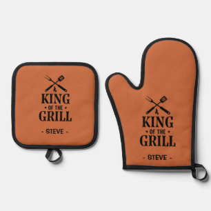 Ensemble De Gant De Cuisine Et De Manique BBQ Roi du Grill personnalisé