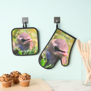 Ensemble De Gant De Cuisine Et De Manique Bébé hochequeue cèdre mignon personnalisé
