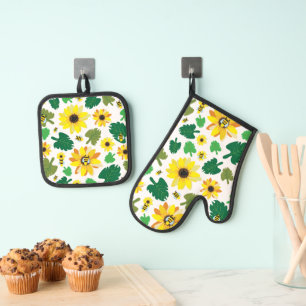 Ensemble De Gant De Cuisine Et De Manique Bee de tournesol