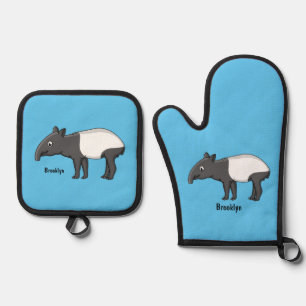 Ensemble De Gant De Cuisine Et De Manique Belle illustration de tapir de dessin animé