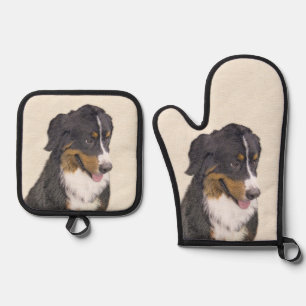 Ensemble De Gant De Cuisine Et De Manique Bernese Mountain Dog Berner Peinture de mignons an