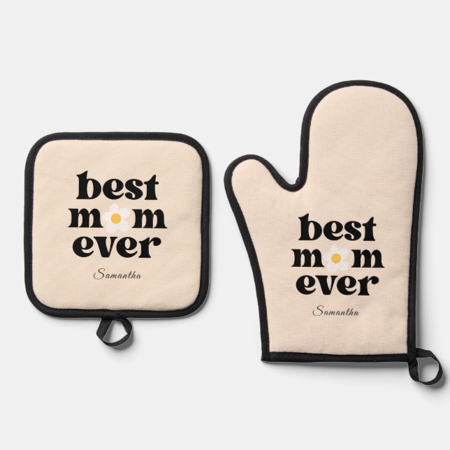 Ensemble De Gant De Cuisine Et De Manique Best Mom Ever Personalized (Recto)