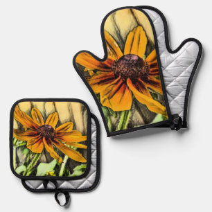 Ensemble De Gant De Cuisine Et De Manique Black Eyed Susan Oven Mitts