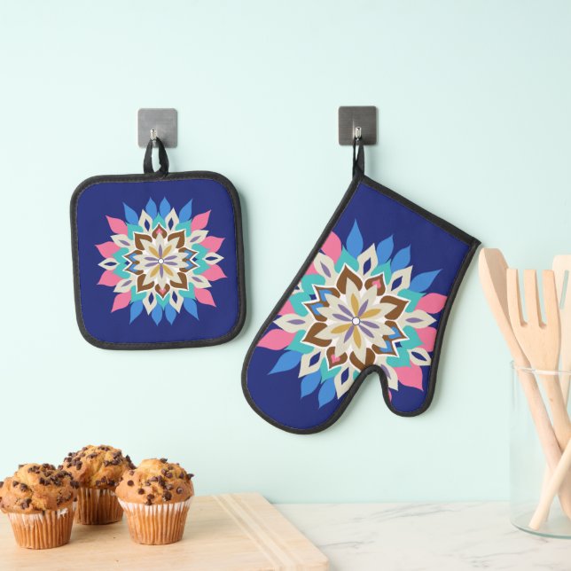 Ensemble De Gant De Cuisine Et De Manique Blue Bayou  (In situ (suspendu))