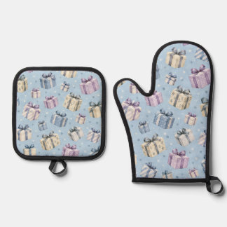 Ensemble De Gant De Cuisine Et De Manique Boîte-cadeau pastel à motif aquarelle