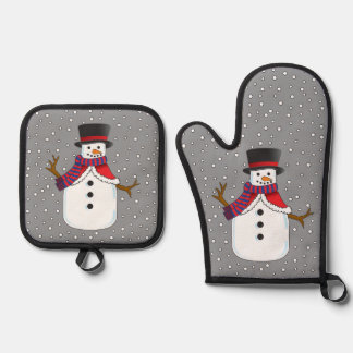 Ensemble De Gant De Cuisine Et De Manique Bonhomme de neige de Noël