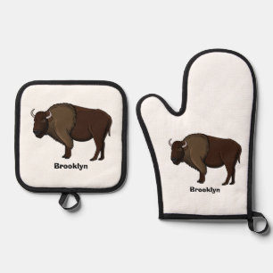 Ensemble De Gant De Cuisine Et De Manique Bonne illustration de bison américain