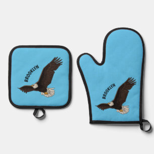 Ensemble De Gant De Cuisine Et De Manique Bonne illustration de dessin d'aigle à chauve-sour