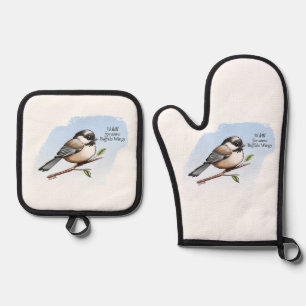 Ensemble De Gant De Cuisine Et De Manique BOUFFÉE DE CHICKADEE AILES de Jeff Willis Art