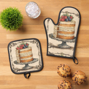 Ensemble De Gant De Cuisine Et De Manique Boulangerie vintage Pâtisserie Chef Baker Baking