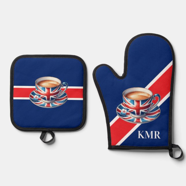 Ensemble De Gant De Cuisine Et De Manique British Flag Apesthétique anglais Teup (Recto)
