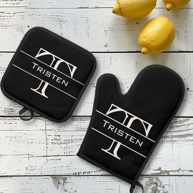 Ensemble De Gant De Cuisine Et De Manique Cadeau Monogramme (Créateur téléchargé)