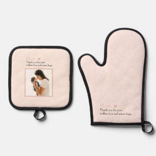 Ensemble De Gant De Cuisine Et De Manique Cadeau personnalisé avec coeur et message spécial 